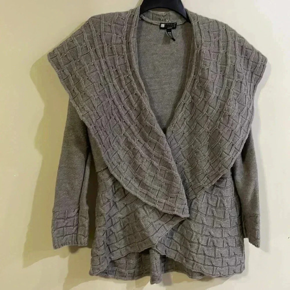 ❤️2/$30❤️[XL]Vintage Carolee Little Gray Wide Neck  open sweater cardigan - Picture 1 of 7